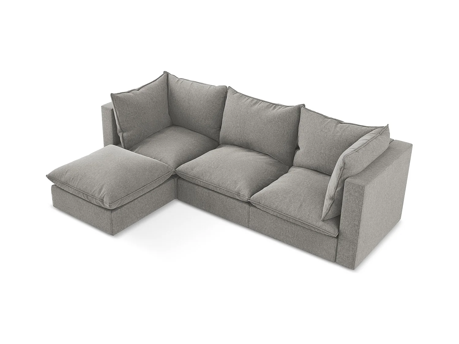 Modulaire hoekbank links van grijs velours - MANAO