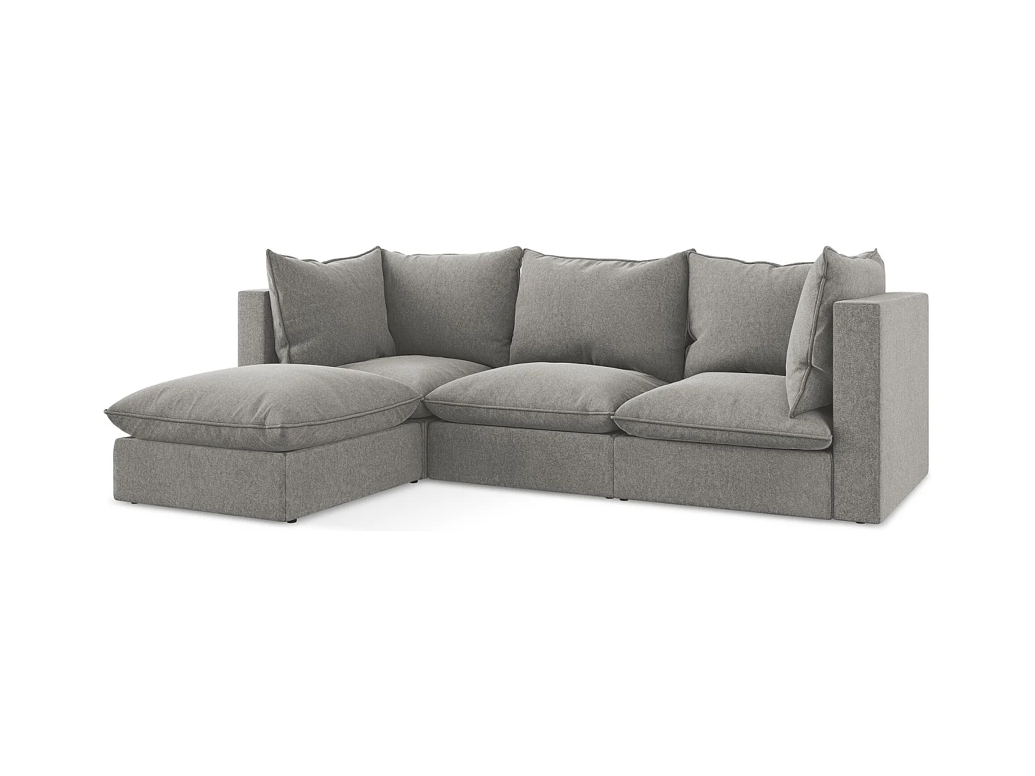 3-Sitzer Modulares Ecksofa - Ecke Links - Samt - Grau - MANAO