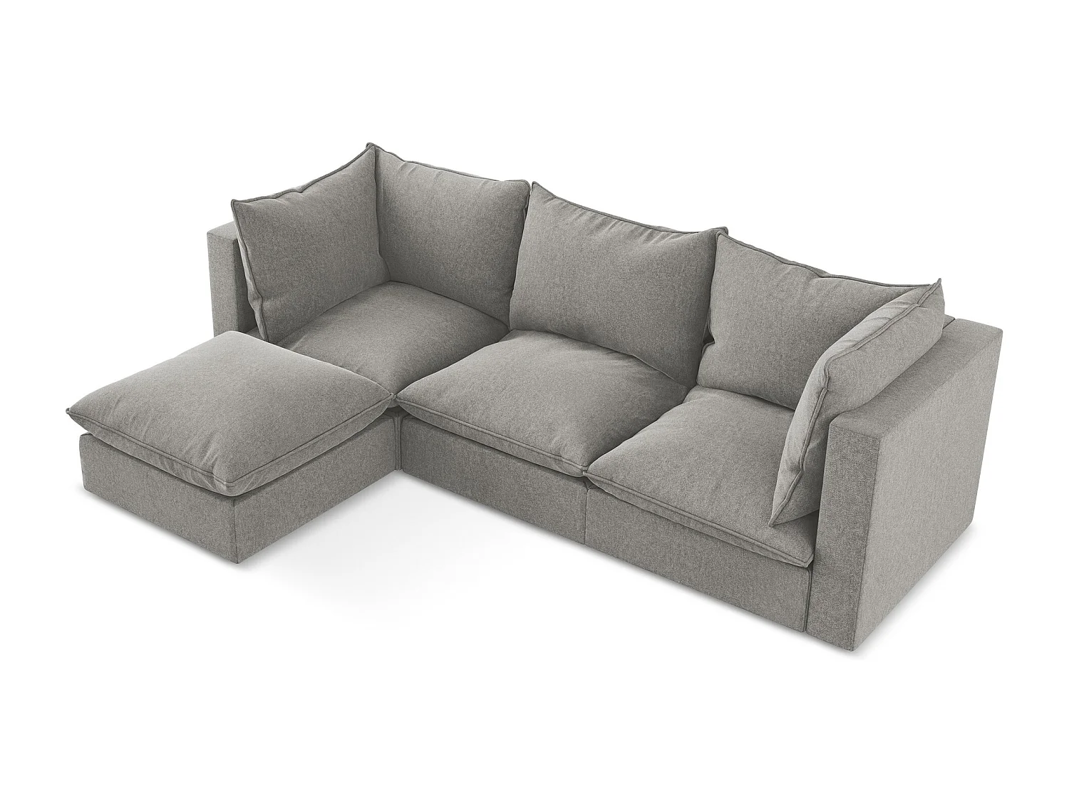 Canapé d'angle 3 places modulaire gauche en velours - gris - MANAO