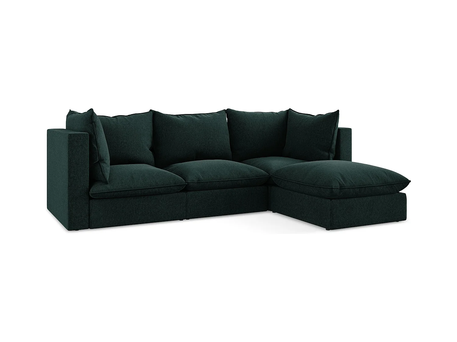 Canapé d'angle 3 places modulaire droit en velours - gris vert - MANAO