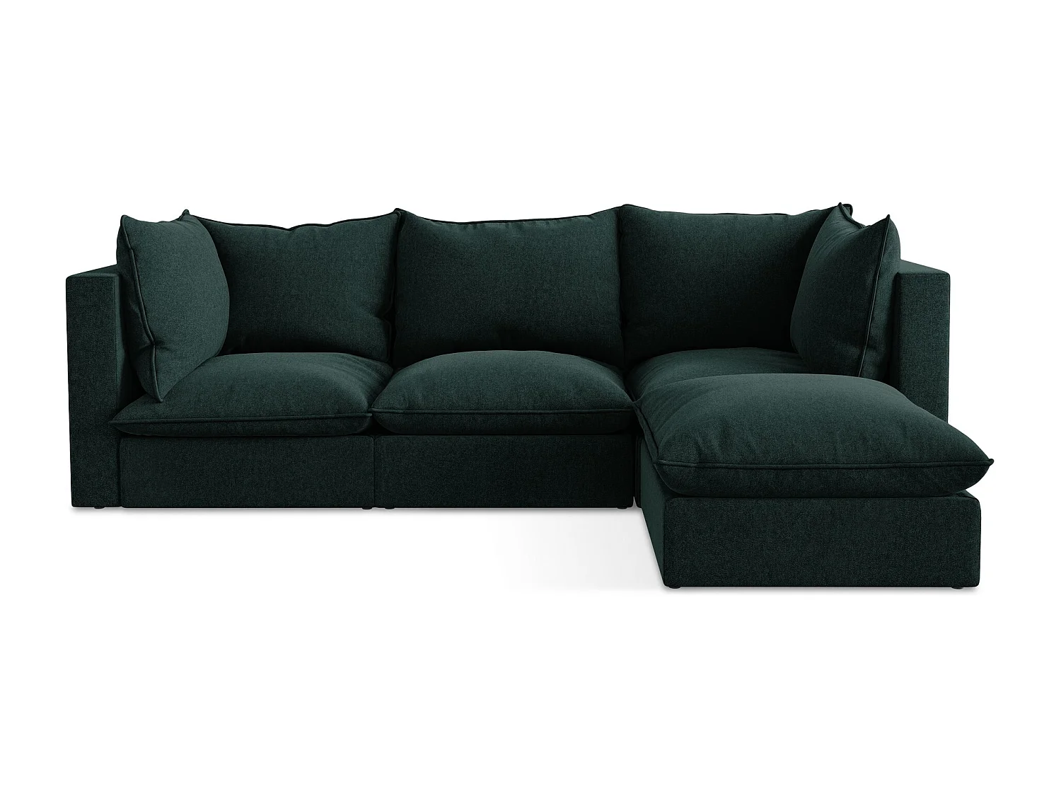 Canapé d'angle 3 places modulaire droit en velours - gris vert - MANAO