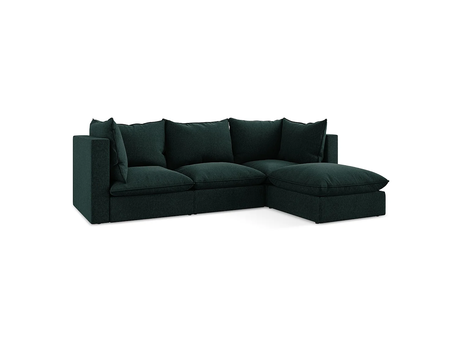 3-Sitzer Modulares Ecksofa - Ecke Rechts - Samt - Grau Grün - RAVENNA