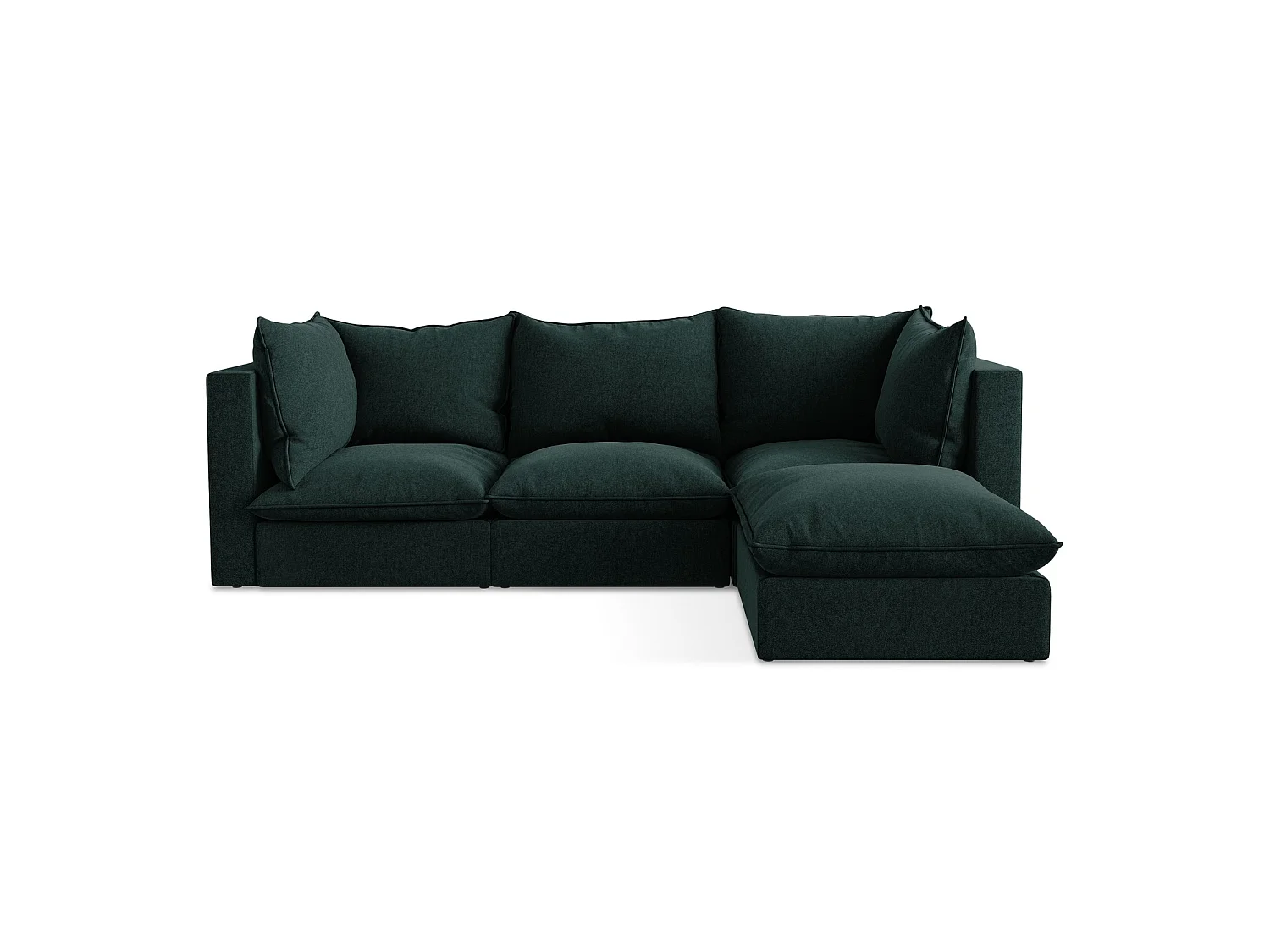 3-Sitzer Modulares Ecksofa - Ecke Rechts - Samt - Grau Grün - RAVENNA