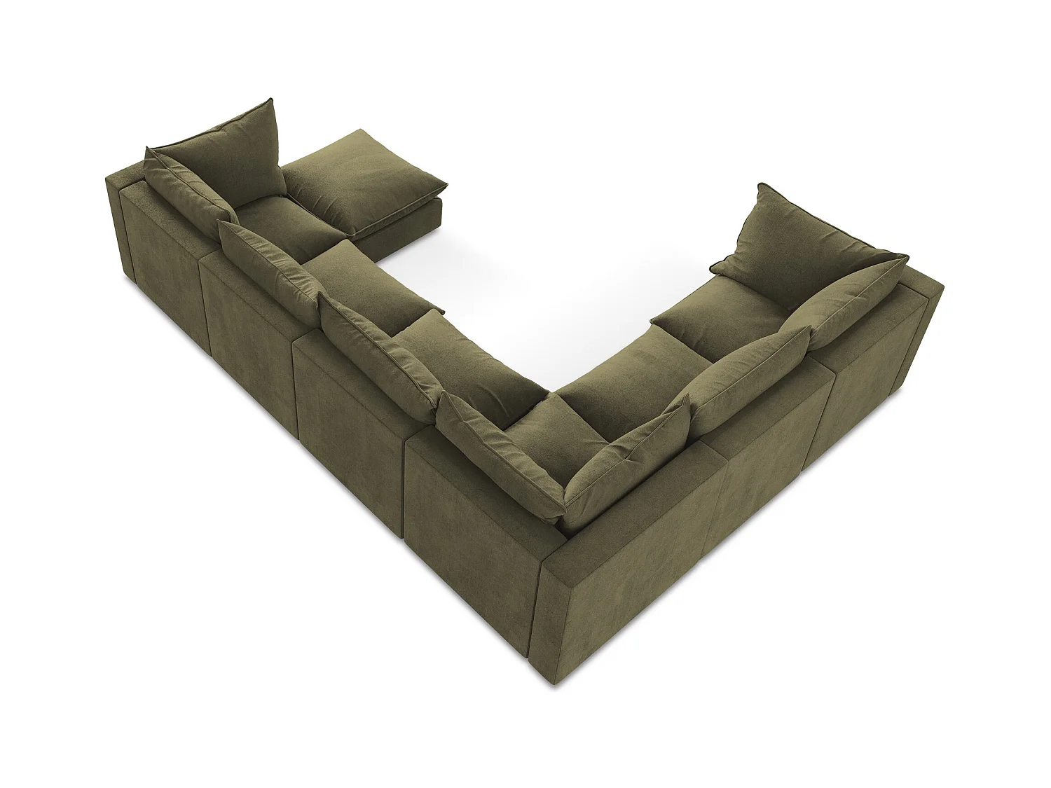 Sofa modułowa panoramiczna - z tkaniny strukturalnej - oliwkowy - MANAO