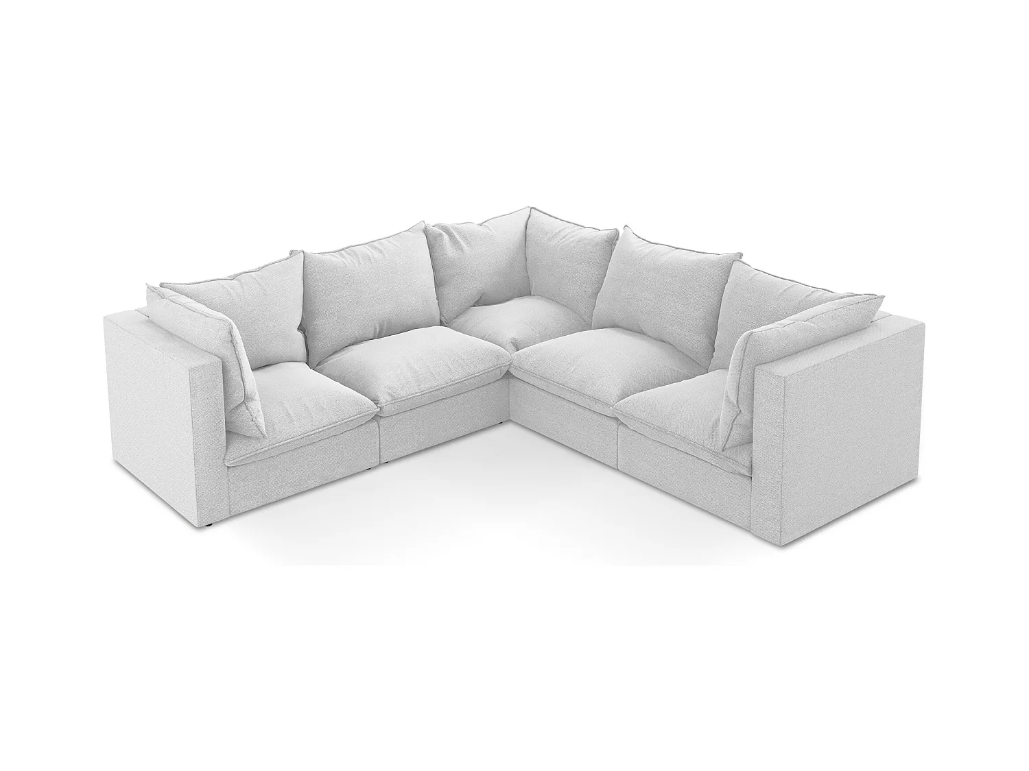 Canapé d'angle 4 places modulaire en tissu bouclette - argent - MANAO