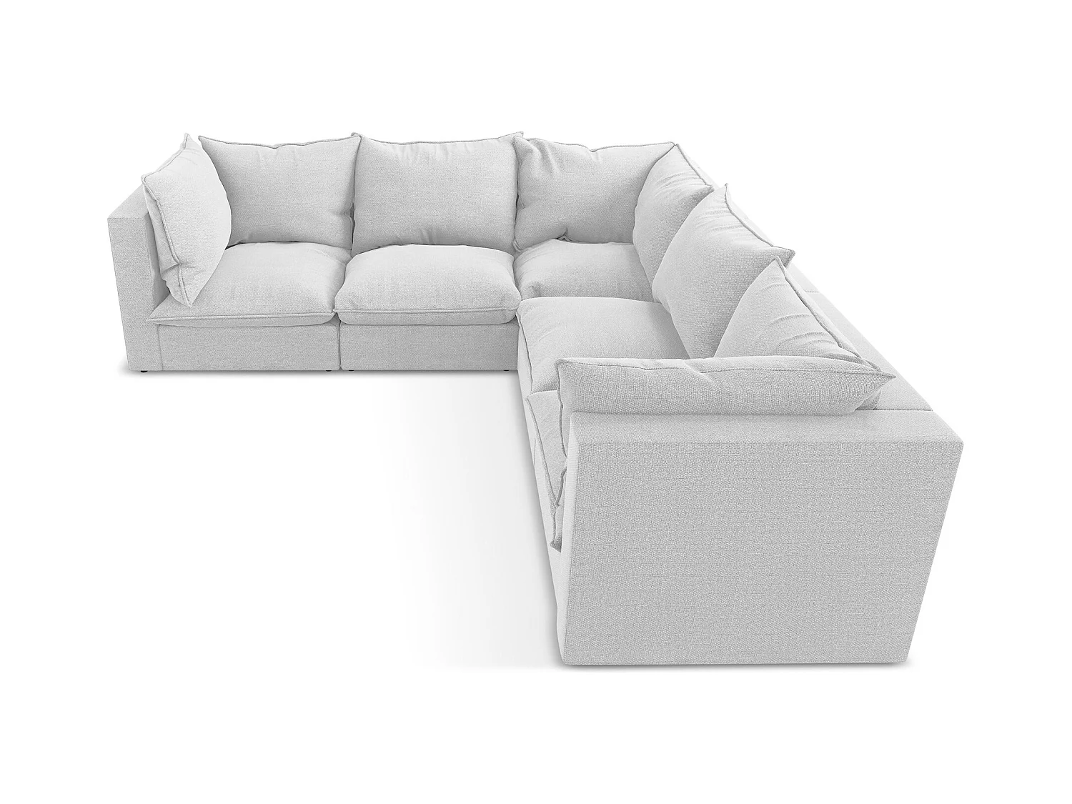 Canapé d'angle 4 places modulaire en tissu bouclette - argent - MANAO