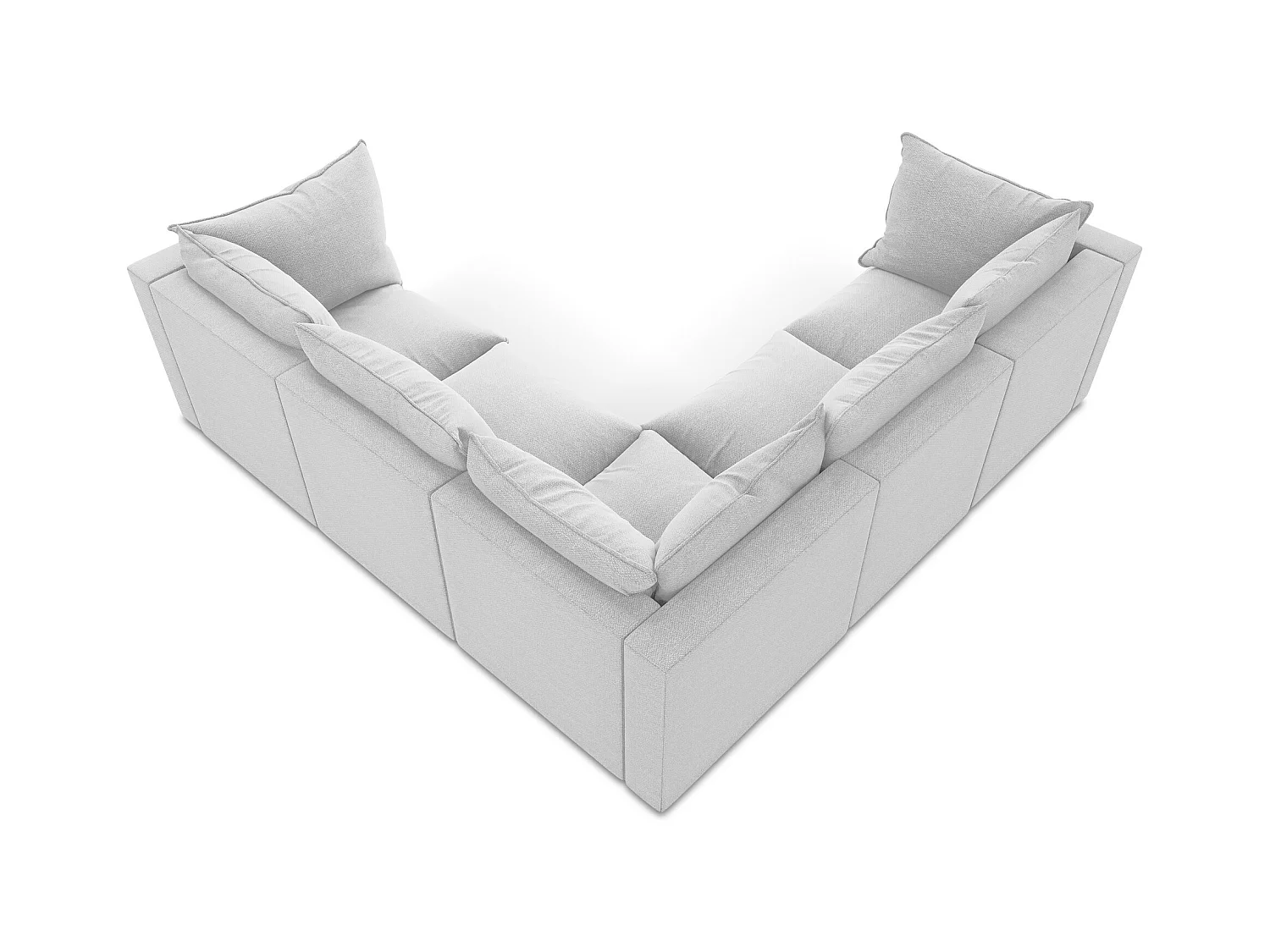 Canapé d'angle 4 places modulaire en tissu bouclette - argent - MANAO