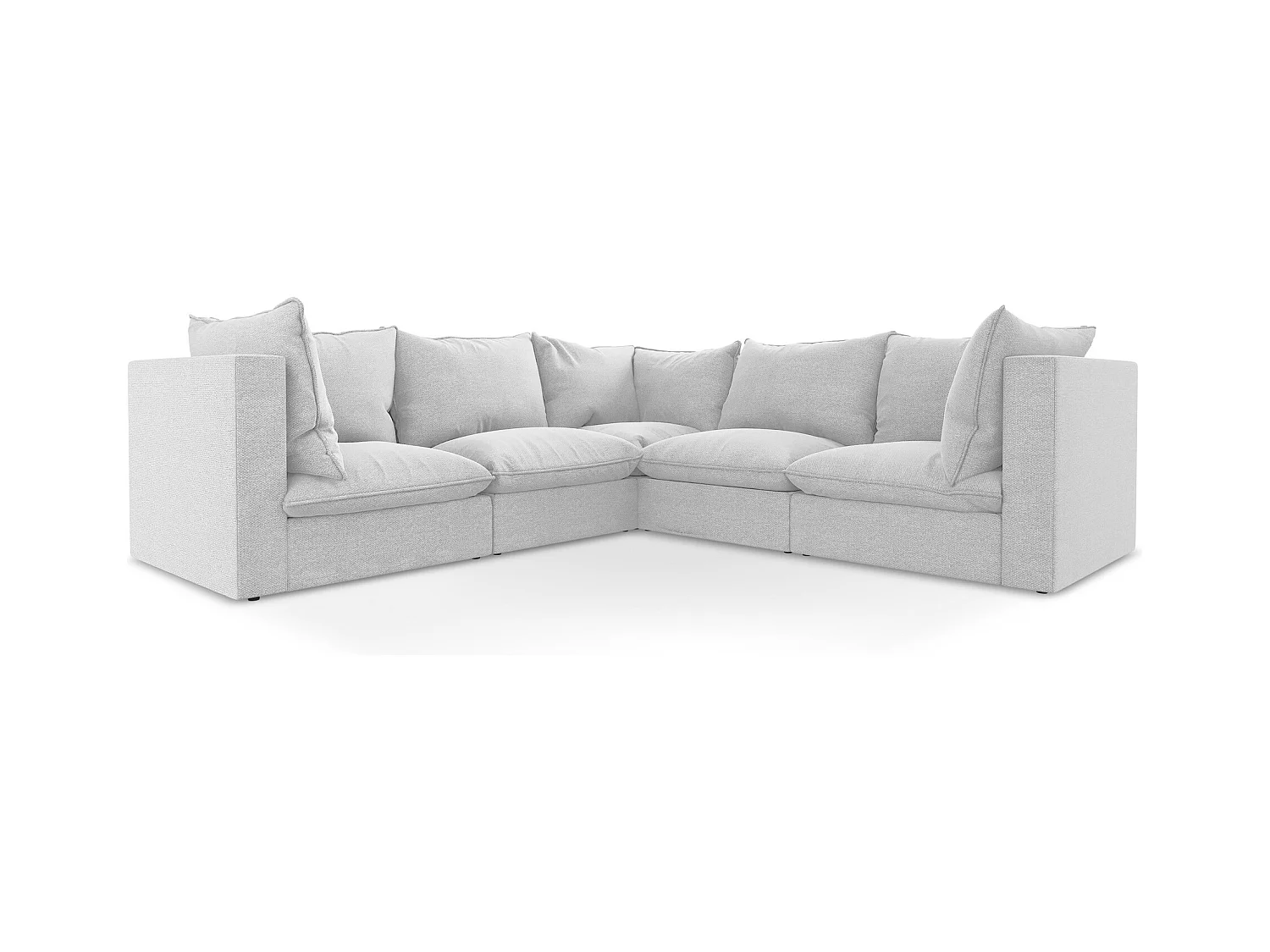 Modulares Ecksofa - - Bouclé - Silber - MANAO