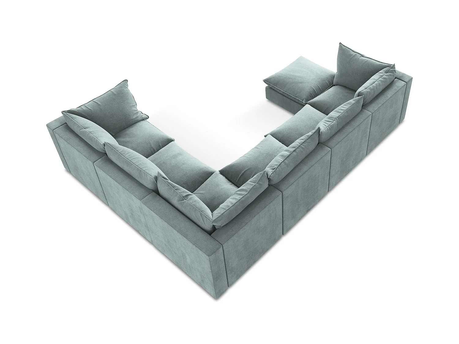 Canapé panoramique 5 places modulaire en tissu texturé - jeans - MANAO