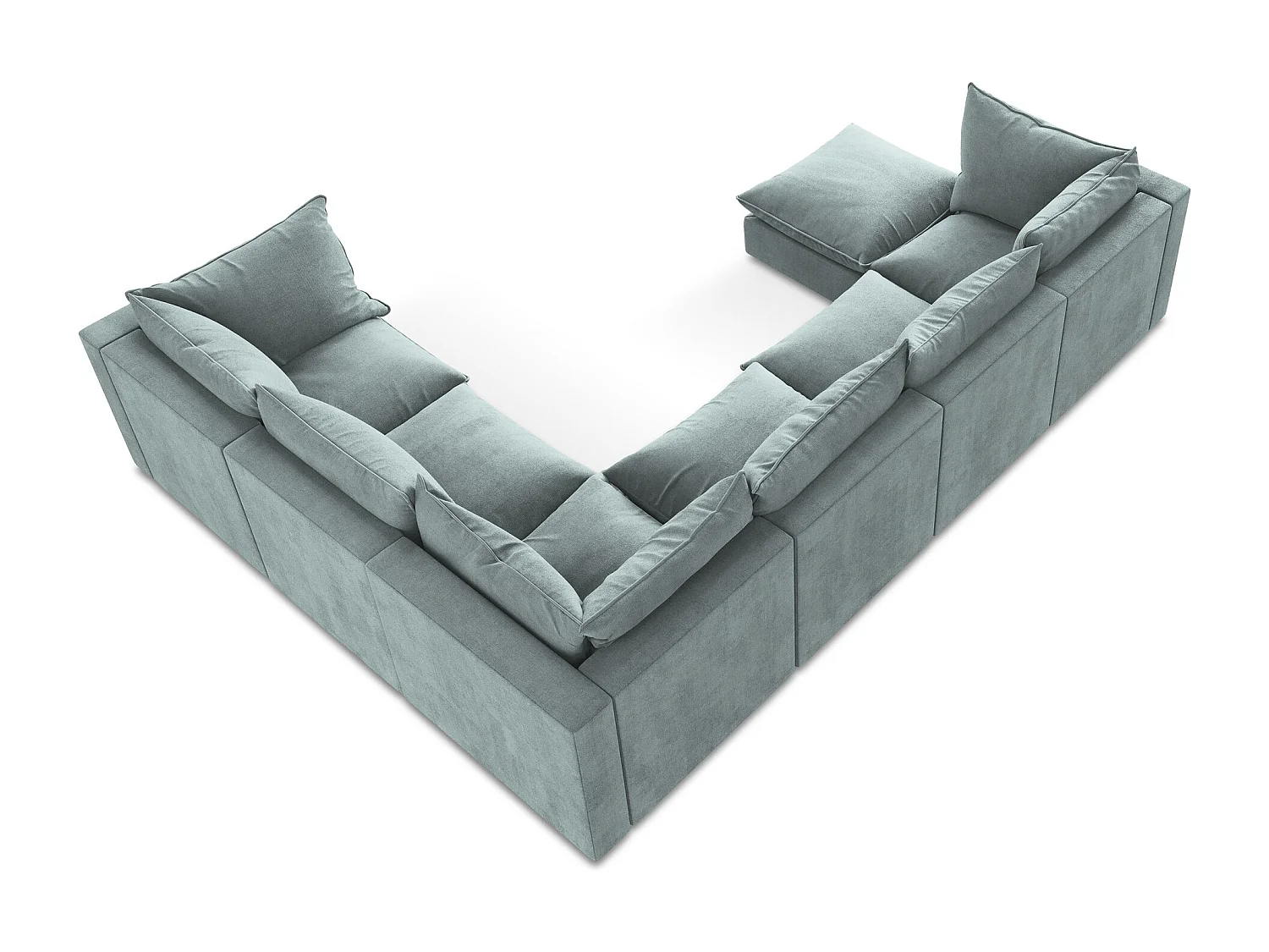 Canapé panoramique 5 places modulaire en tissu texturé - jeans - MANAO