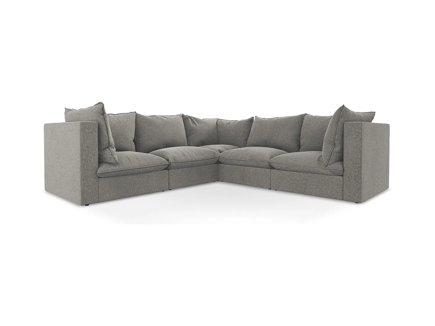 Canapé d'angle 4 places modulaire en velours - gris - MANAO