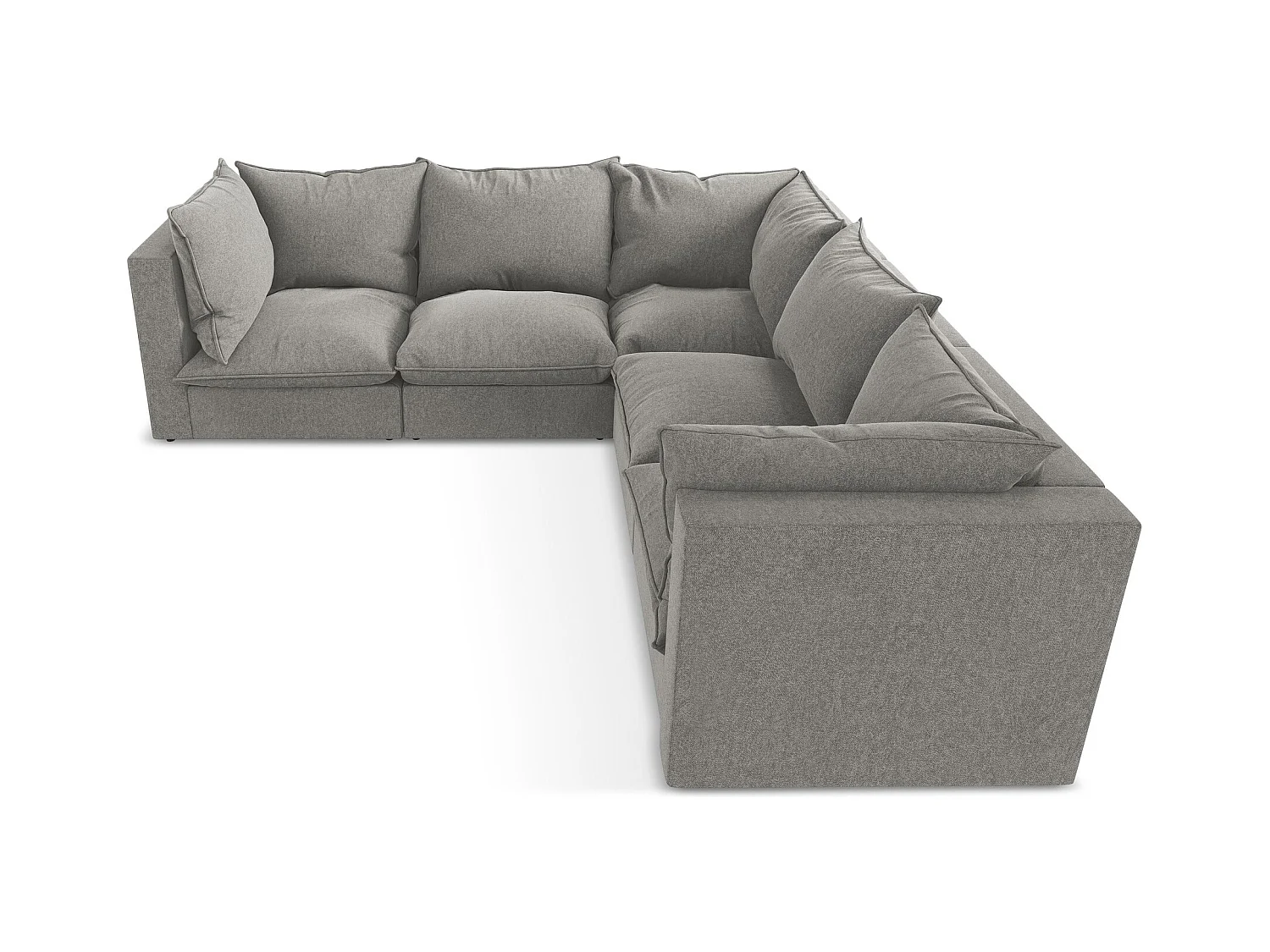 Canapé d'angle 4 places modulaire en velours - gris - MANAO