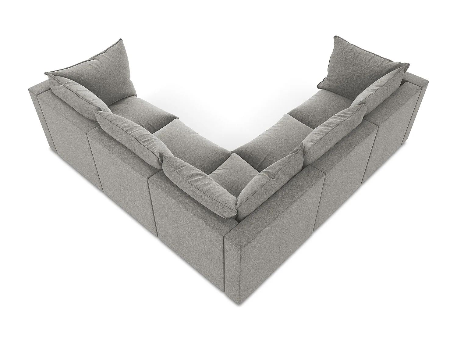 Canapé d'angle 4 places modulaire en velours - gris - MANAO