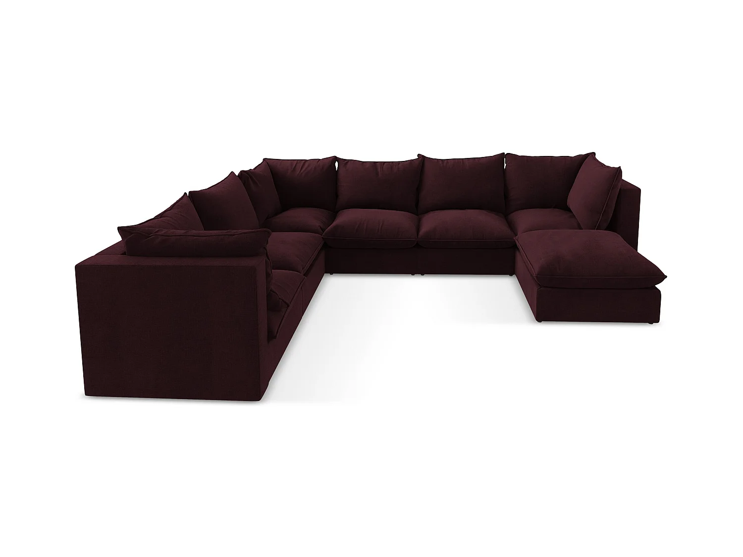 Sofa modułowa panoramiczna - z tkaniny strukturalnej - bordo - MANAO