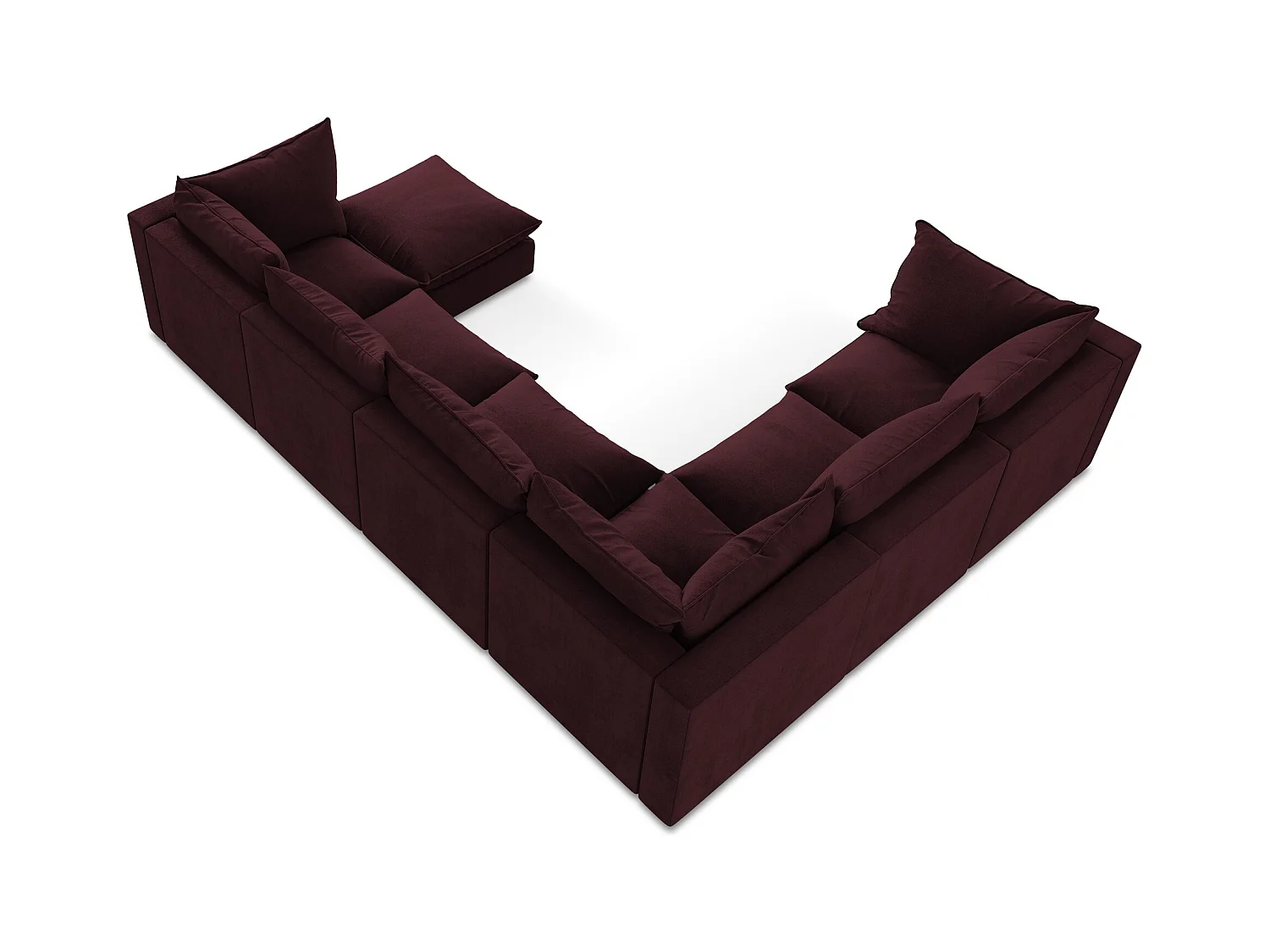 Sofa modułowa panoramiczna - z tkaniny strukturalnej - bordo - MANAO