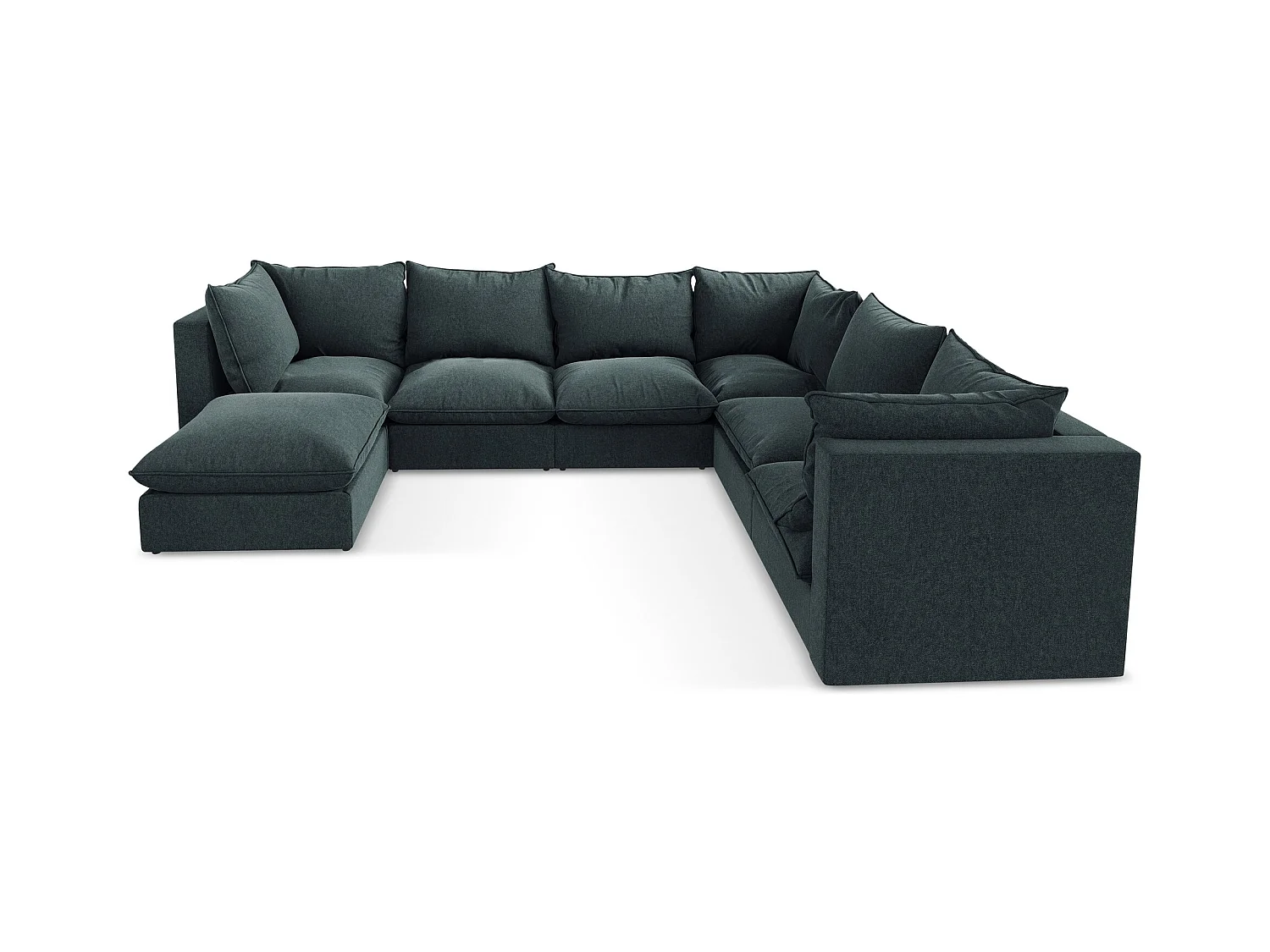 Canapé panoramique 5 places modulaire en velours - marin - MANAO