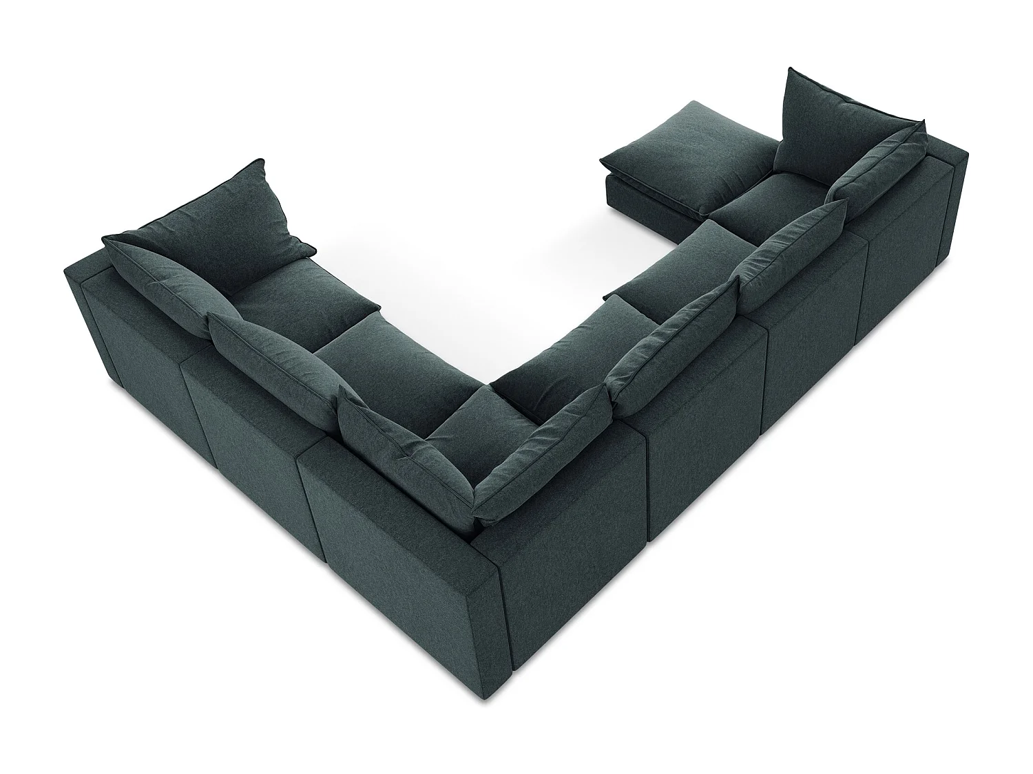 Canapé panoramique 5 places modulaire en velours - marin - MANAO