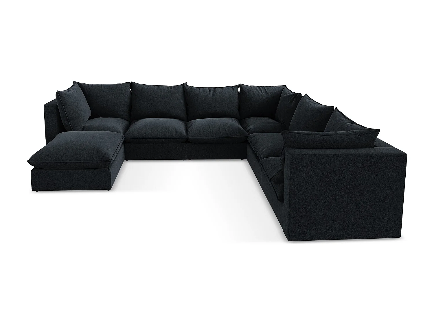 Canapé panoramique 5 places modulaire en velours - bleu royal - MANAO