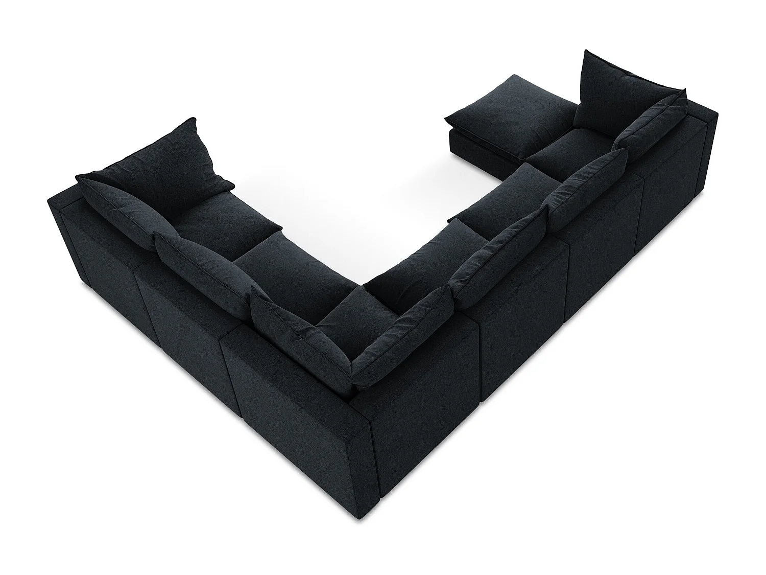 Canapé panoramique 5 places modulaire en velours - bleu royal - MANAO