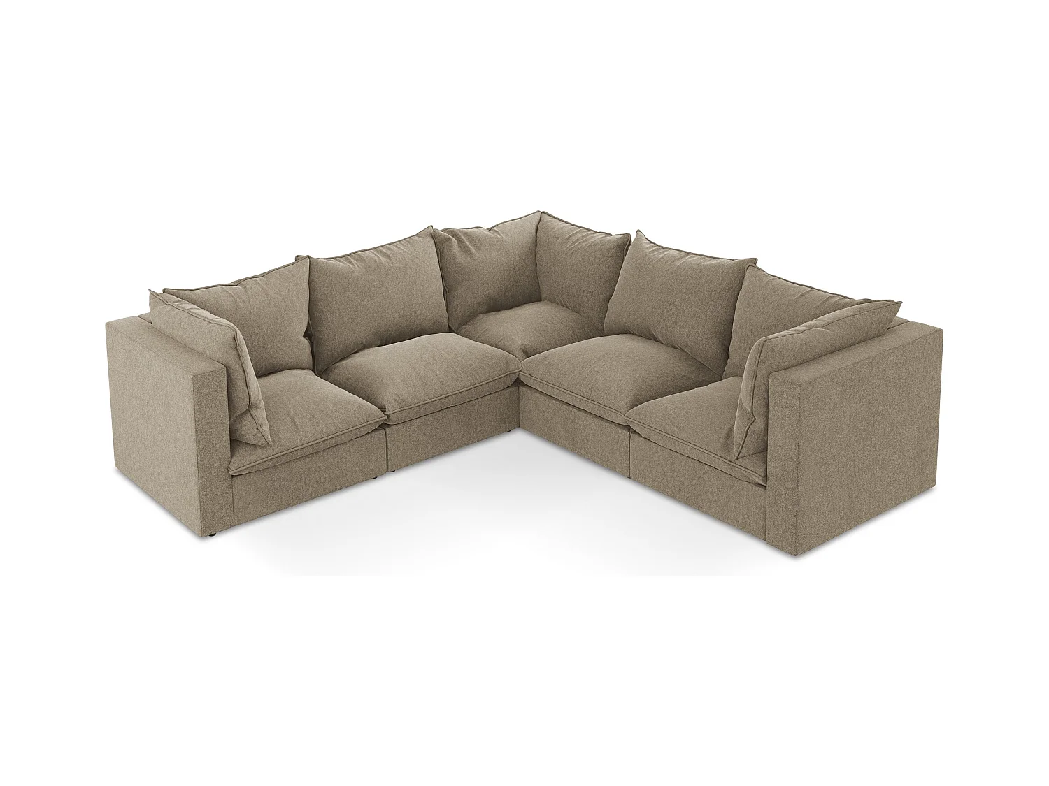 Modulares Ecksofa - - Samt - Beige - MANAO
