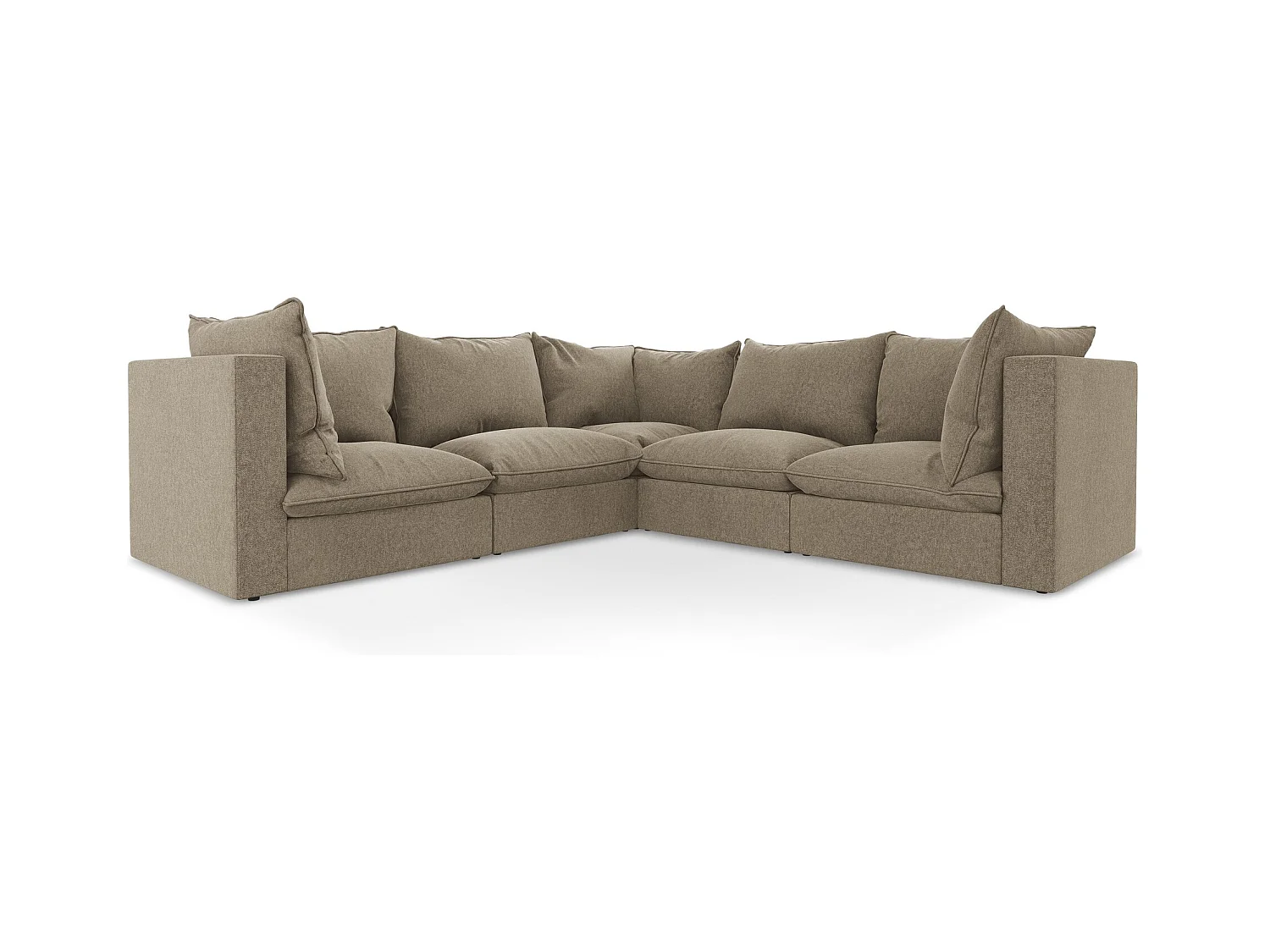 Canapé d'angle 4 places modulaire en velours - beige - MANAO