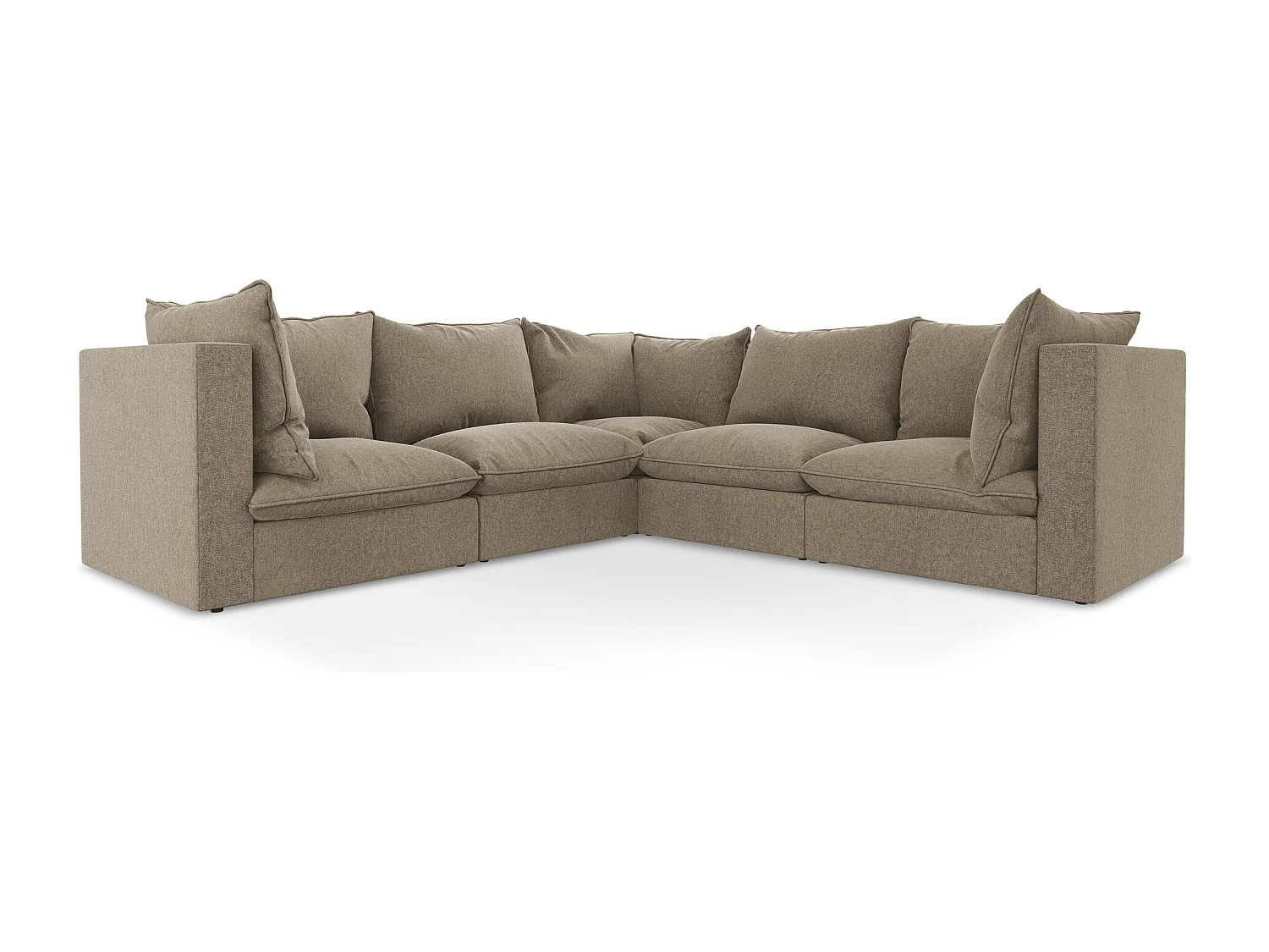 Modulares Ecksofa - - Samt - Beige - MANAO