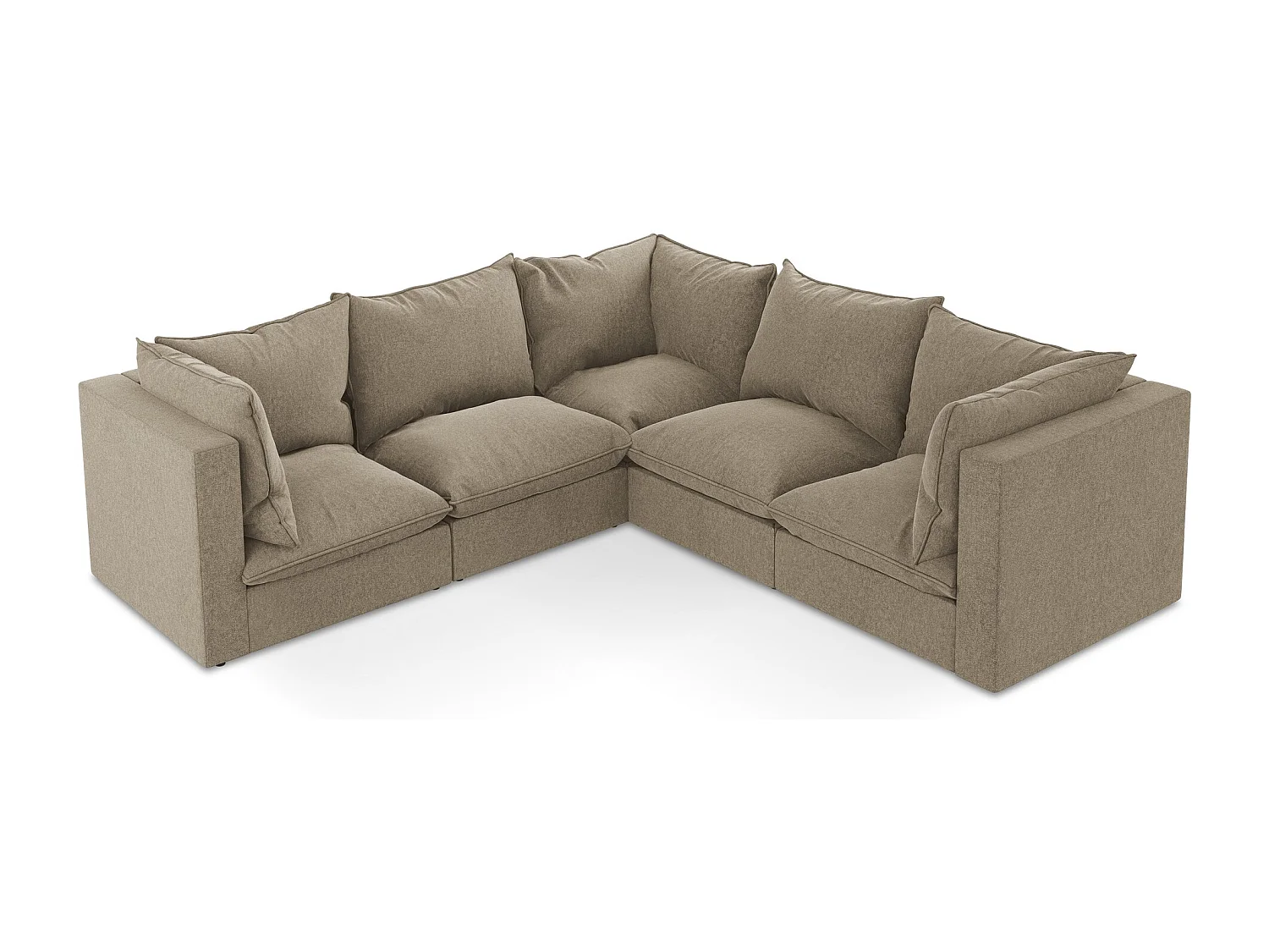 Modulares Ecksofa - - Samt - Beige - MANAO