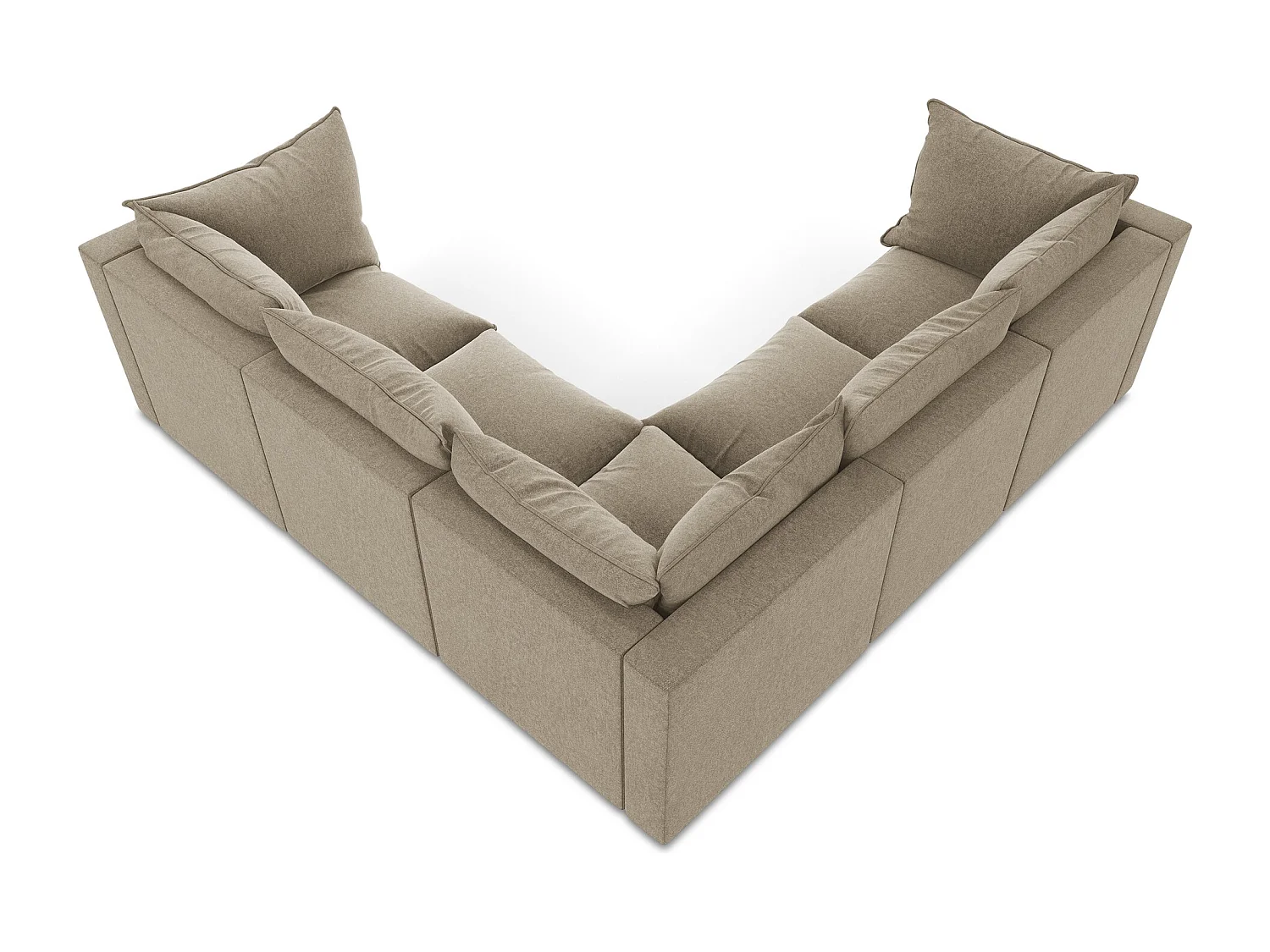 Canapé d'angle 4 places modulaire en velours - beige - MANAO