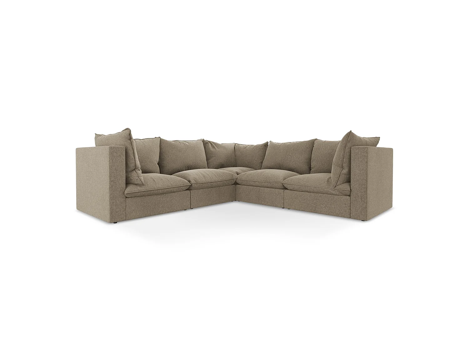Modulaire hoekbank van beige velours - RAVENNA