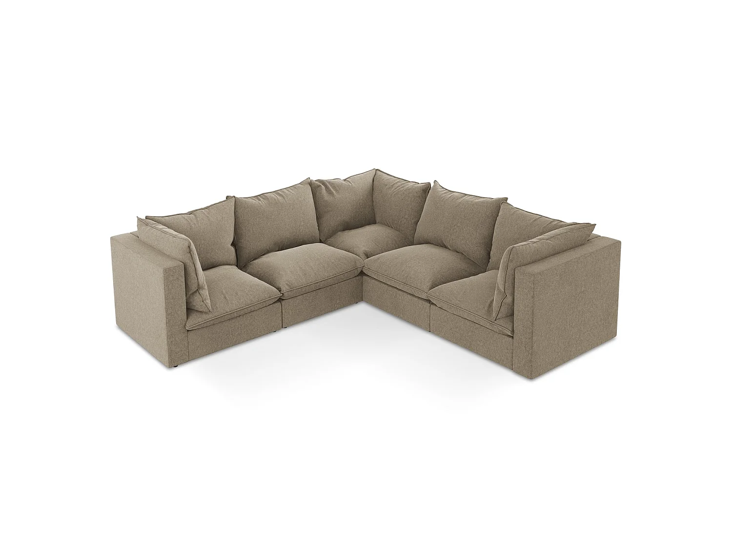 Modulaire hoekbank van beige velours - RAVENNA
