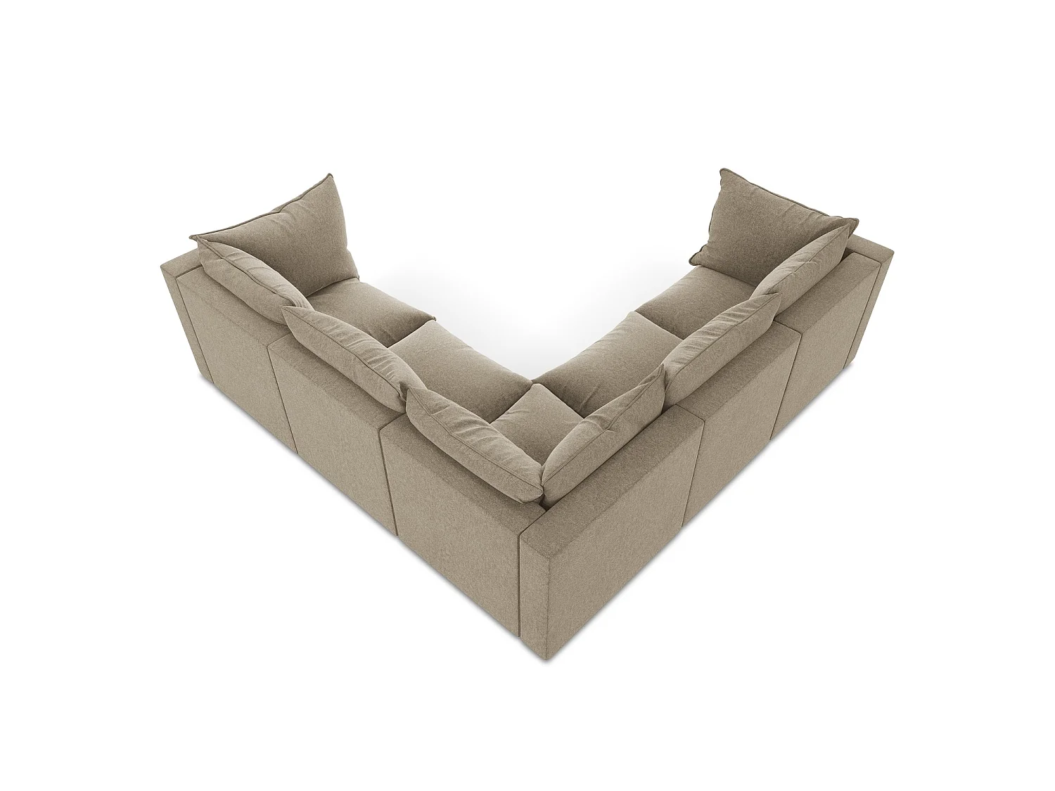 Modulaire hoekbank van beige velours - RAVENNA