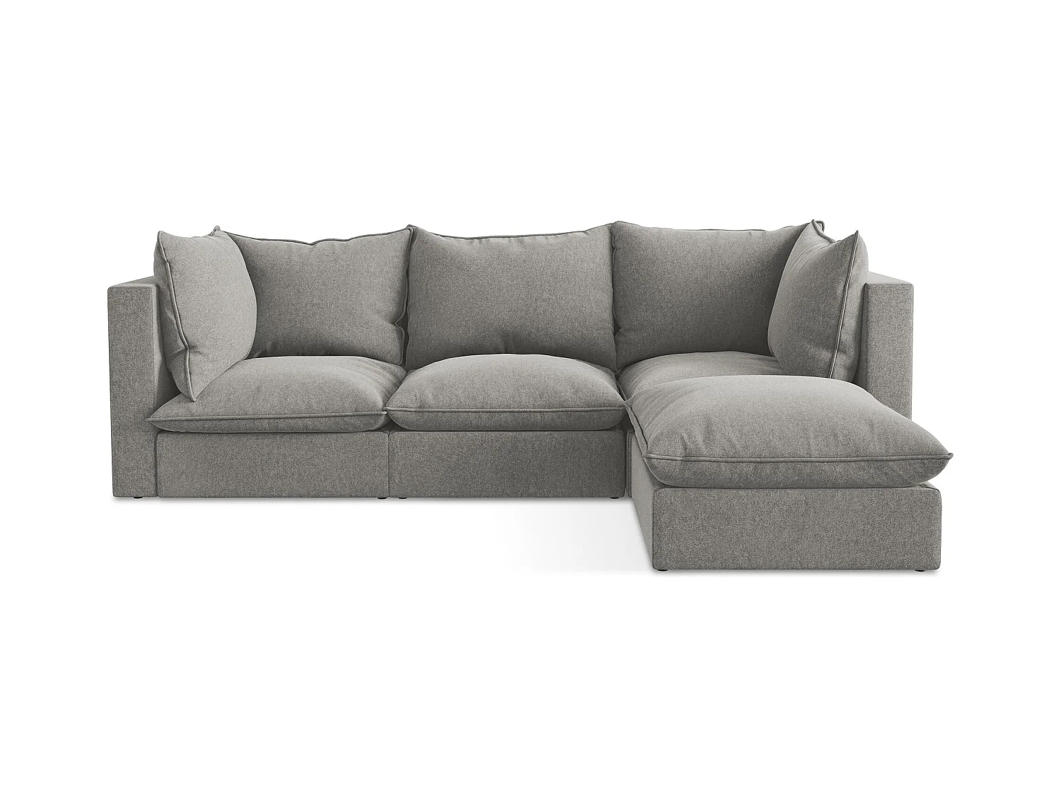 Modulaire hoekbank rechts van grijs velours - MANAO