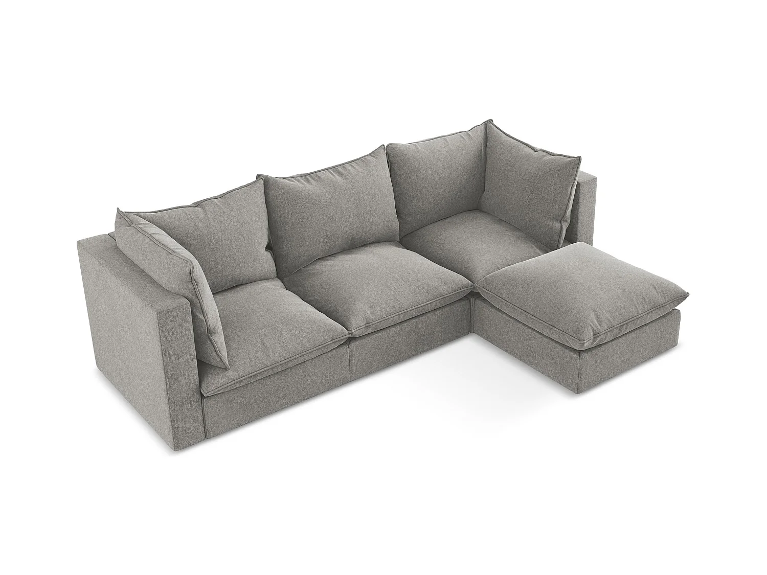 Modulaire hoekbank rechts van grijs velours - MANAO