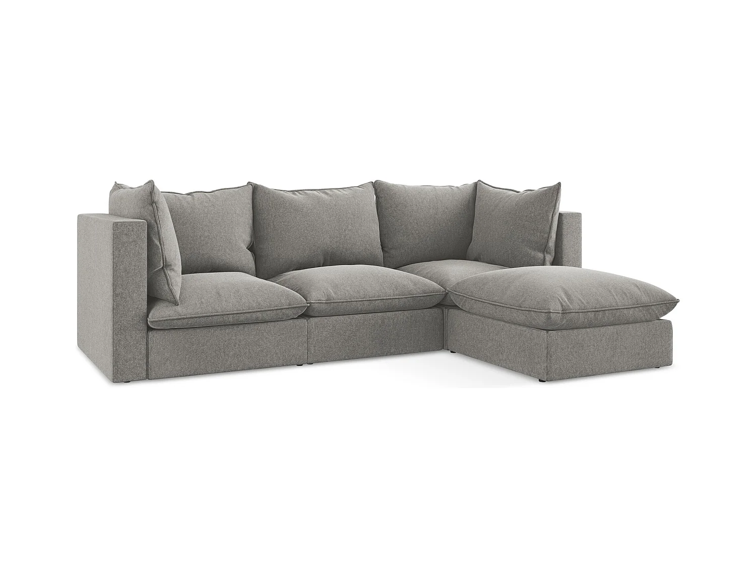 3-Sitzer Modulares Ecksofa - Ecke Rechts - Samt - Grau - MANAO