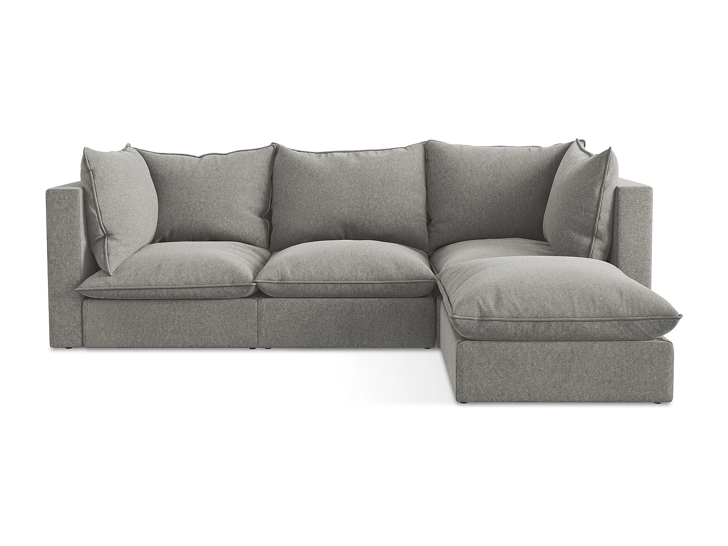 Modulaire hoekbank rechts van grijs velours - MANAO