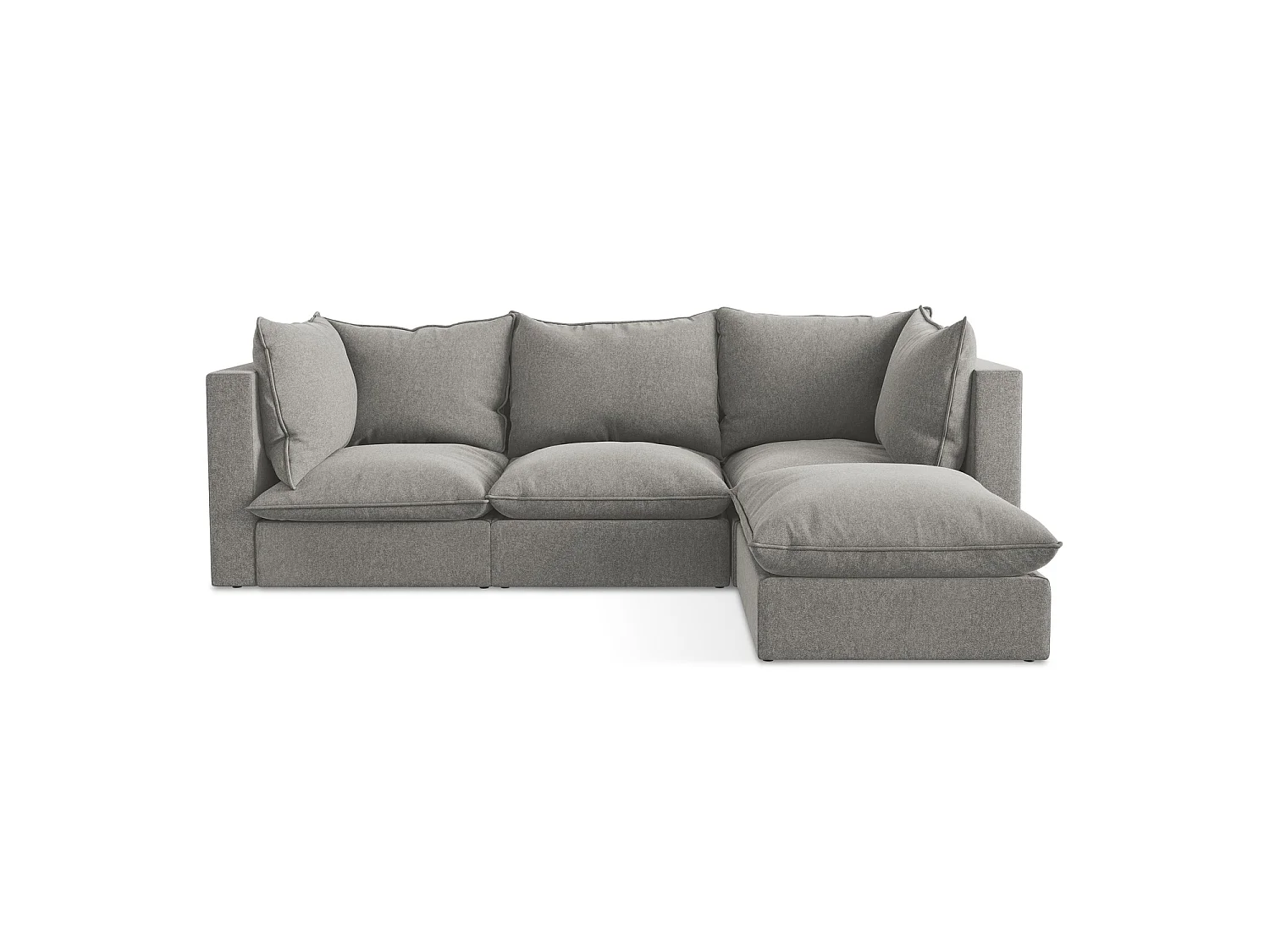 Canapé d'angle 3 places modulaire droit en velours - gris - RAVENNA