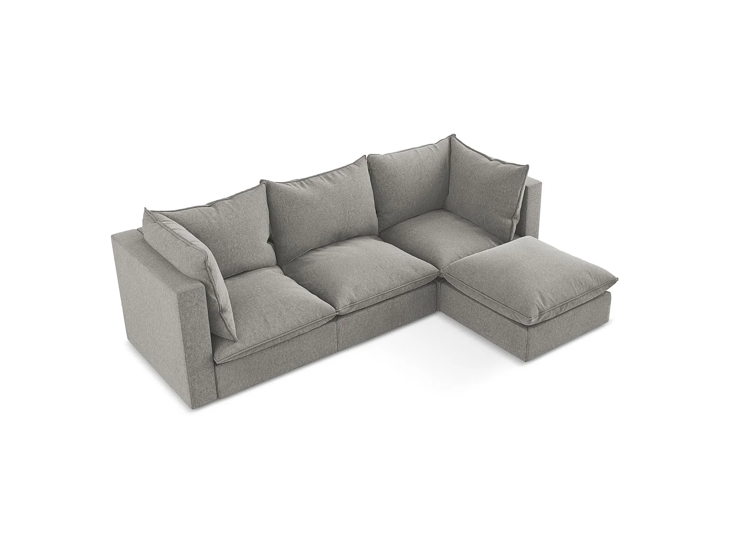 Canapé d'angle 3 places modulaire droit en velours - gris - RAVENNA