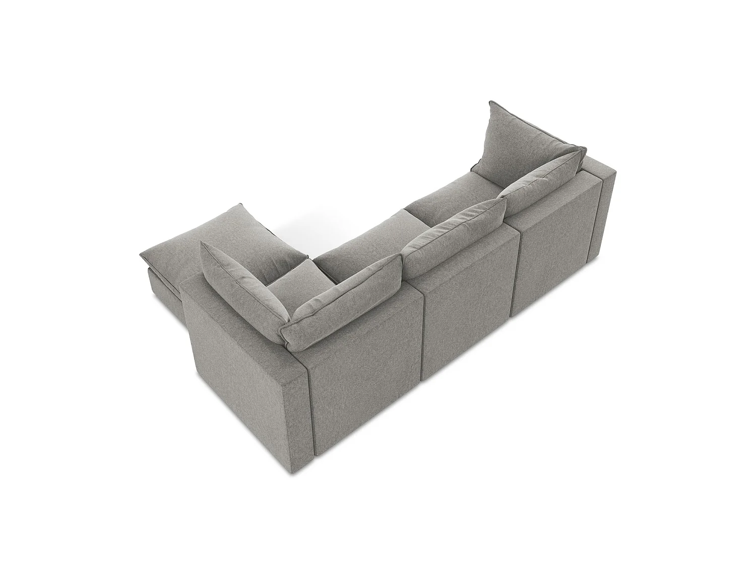 Canapé d'angle 3 places modulaire droit en velours - gris - RAVENNA