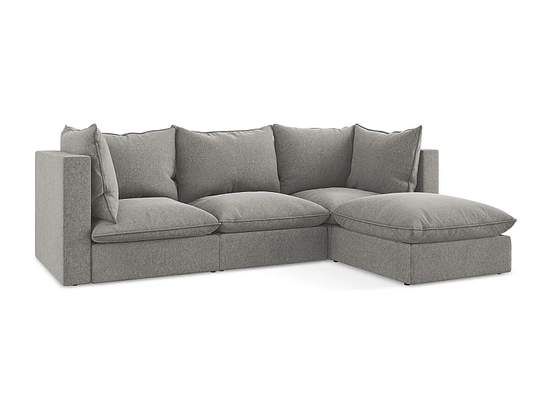 3-Sitzer Modulares Ecksofa - Ecke Rechts - Samt - Grau - MANAO