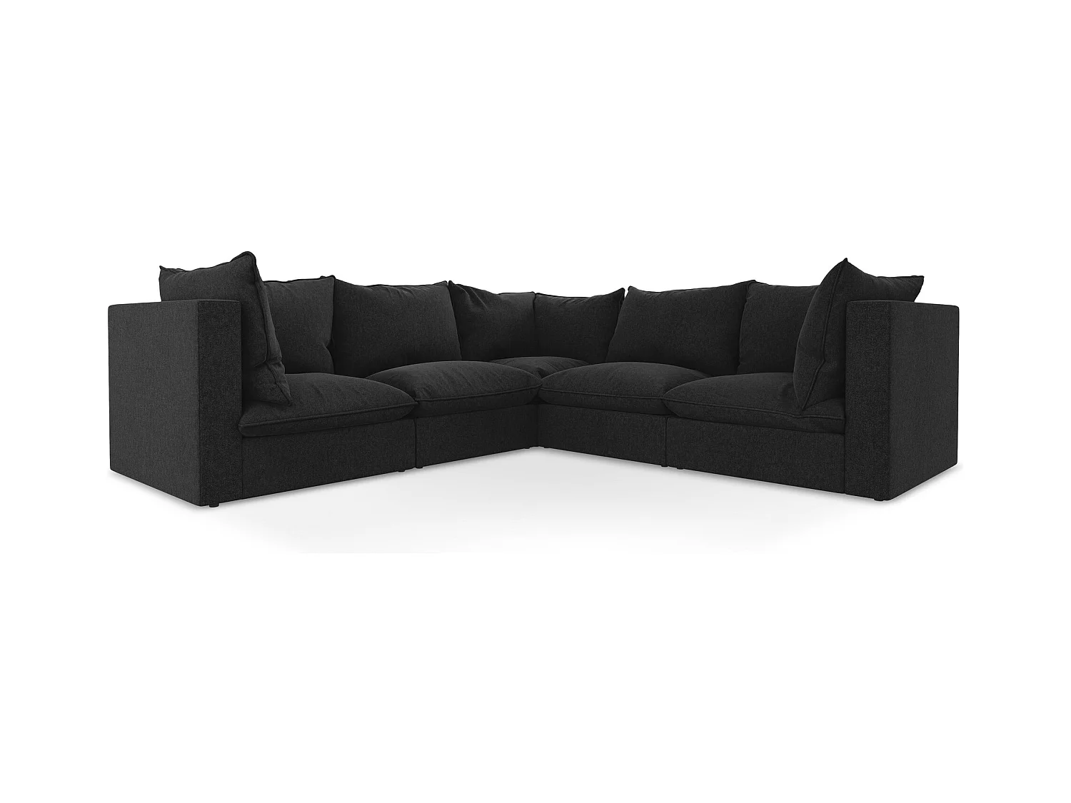 Modulares Ecksofa - - Samt - Schwarz - MANAO