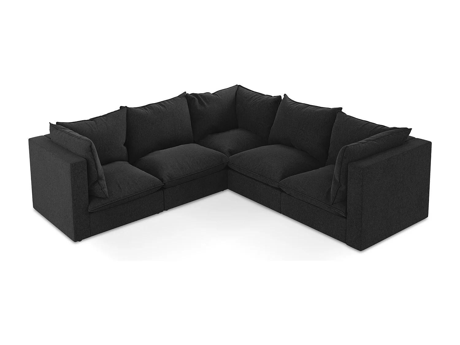 Modulares Ecksofa - - Samt - Schwarz - MANAO