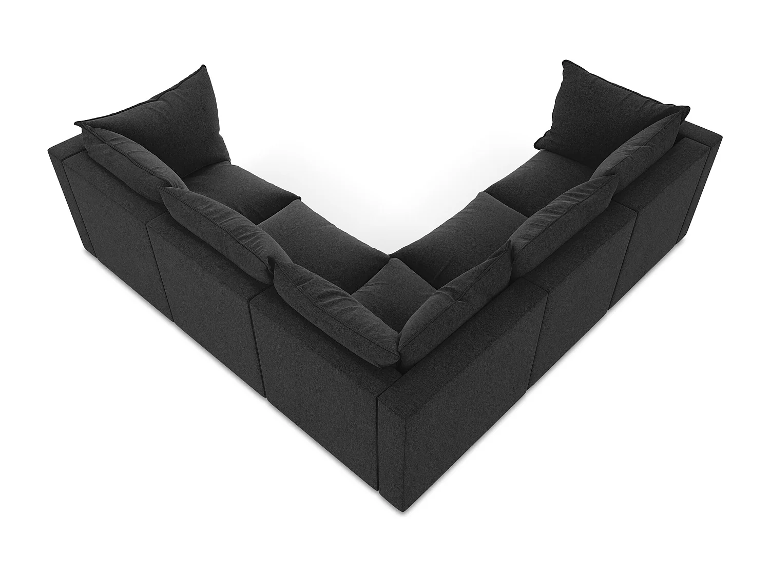 Modulares Ecksofa - - Samt - Schwarz - MANAO