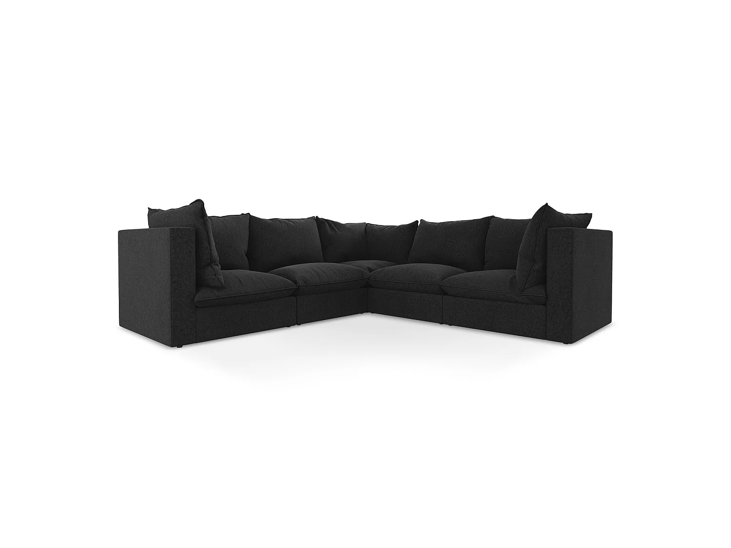 Modulares Ecksofa - - Samt - Schwarz - RAVENNA