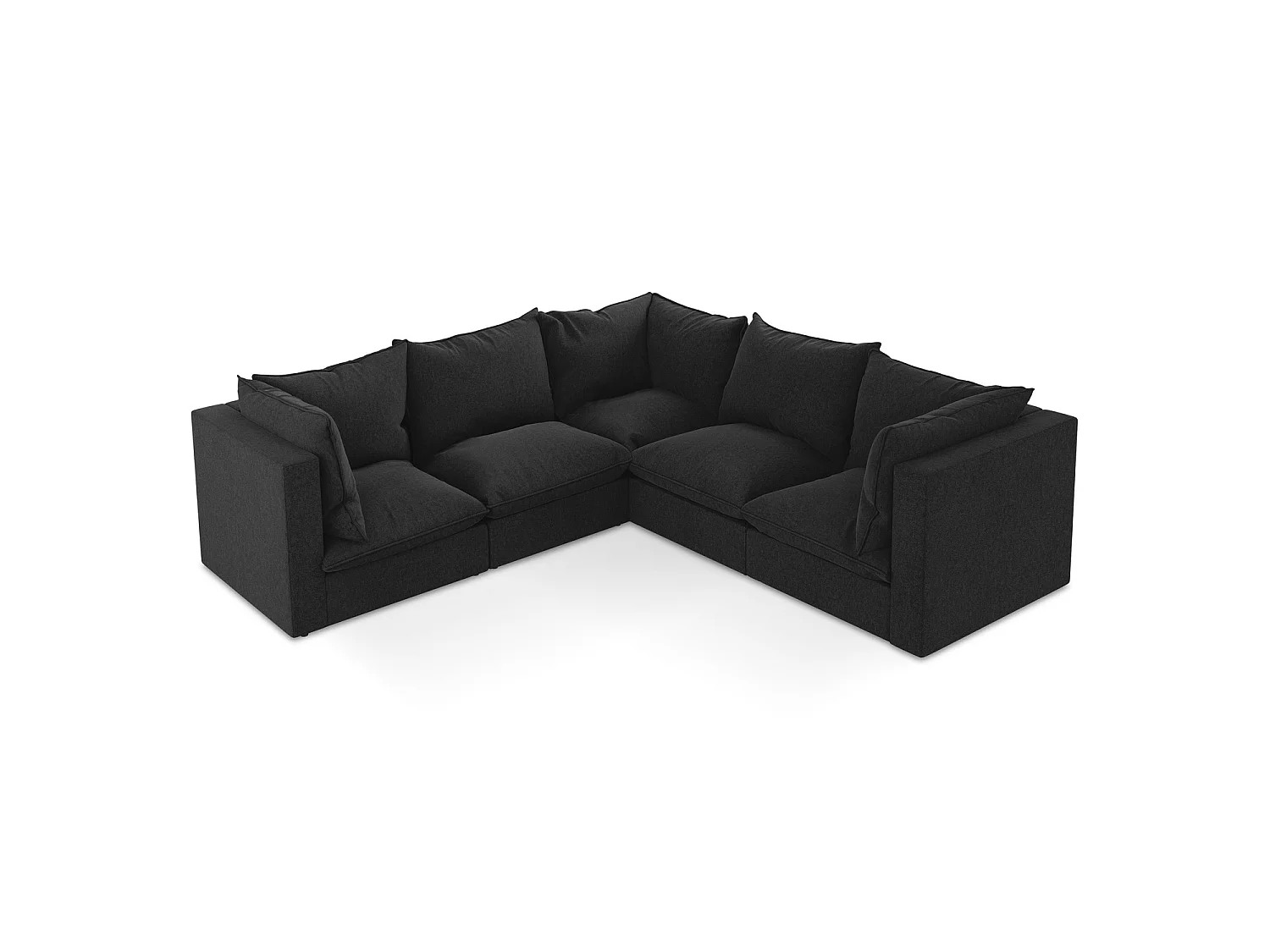 Modulares Ecksofa - - Samt - Schwarz - RAVENNA