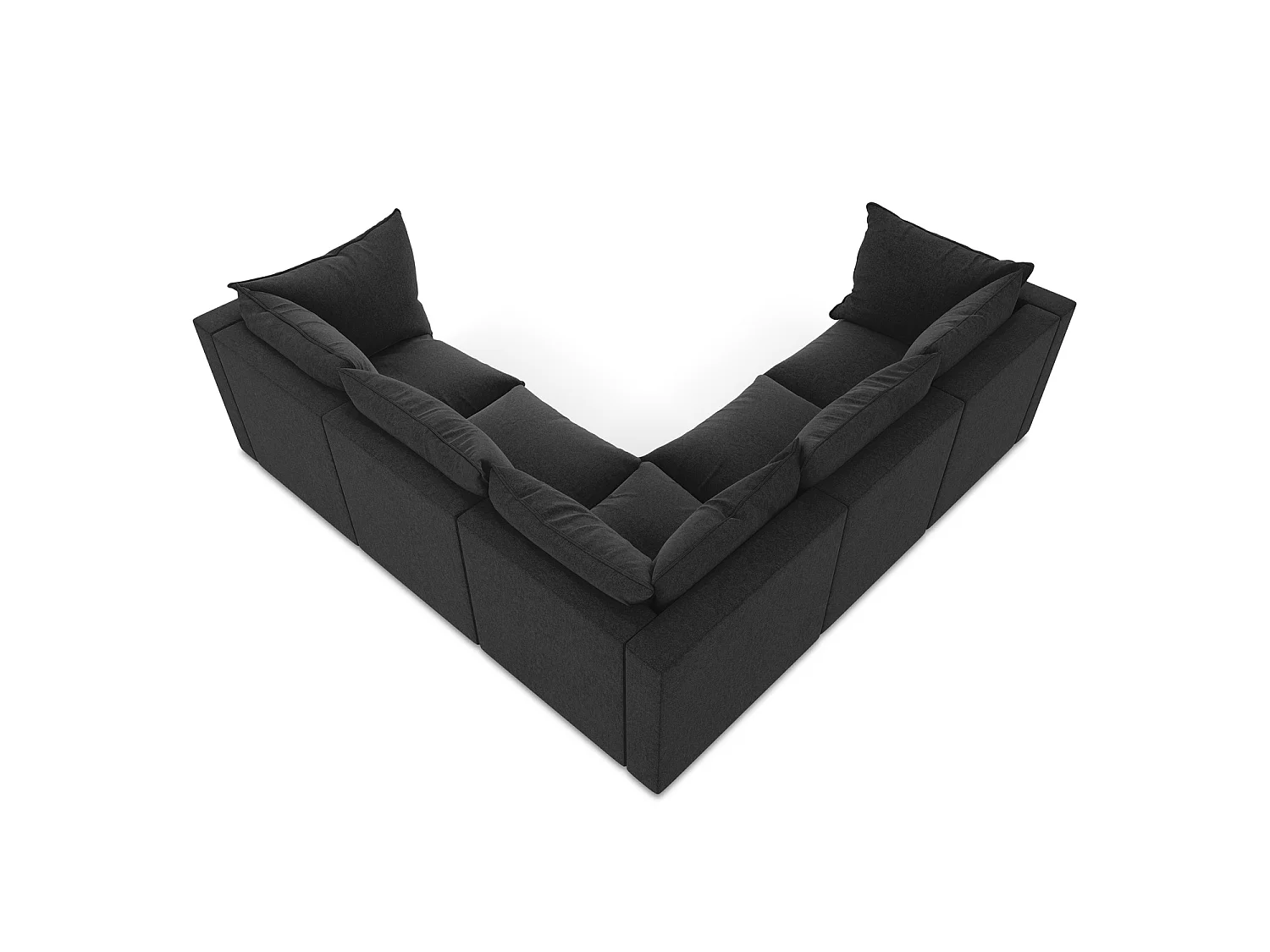 Modulares Ecksofa - - Samt - Schwarz - RAVENNA