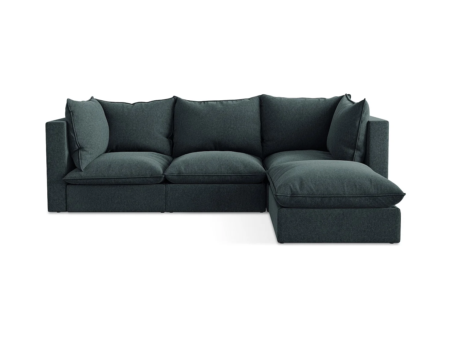 Canapé d'angle 3 places modulaire droit en velours - marin - MANAO