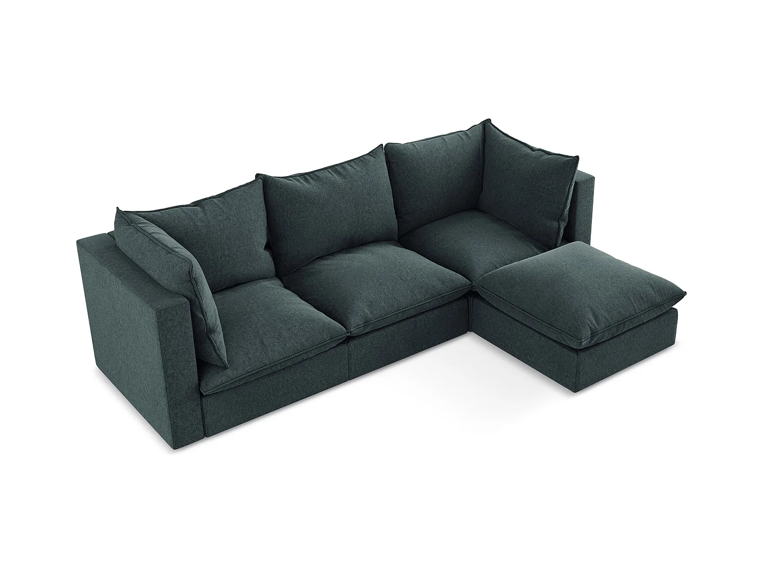 Canapé d'angle 3 places modulaire droit en velours - marin - MANAO