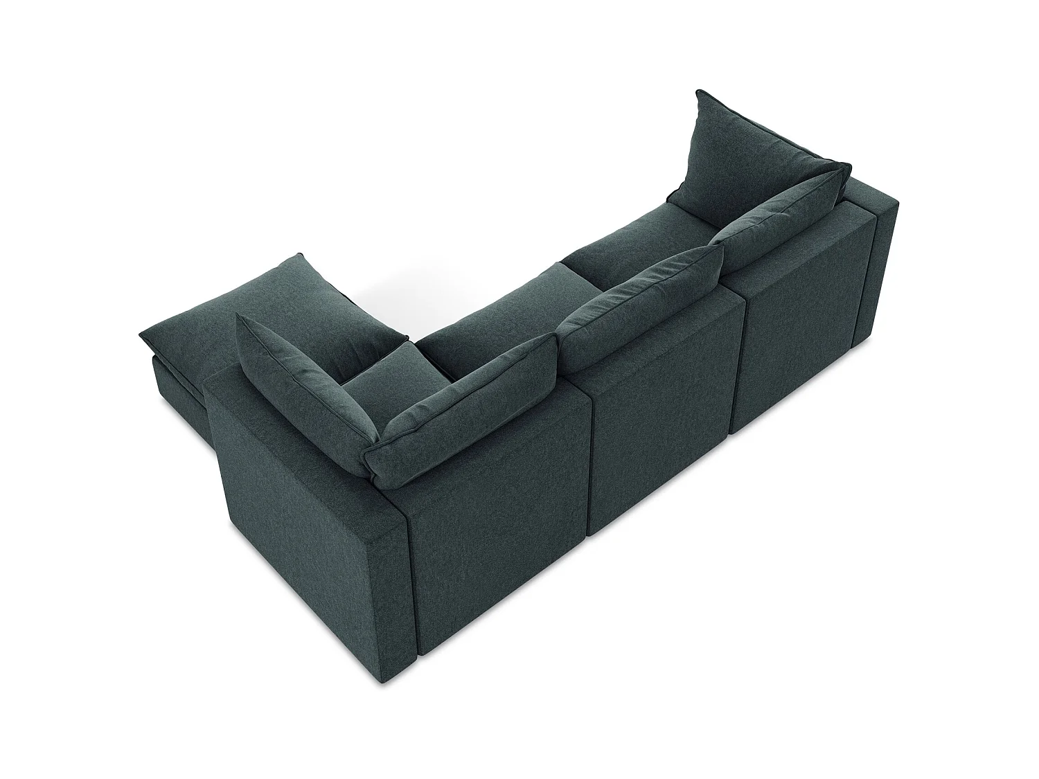 Canapé d'angle 3 places modulaire droit en velours - marin - MANAO