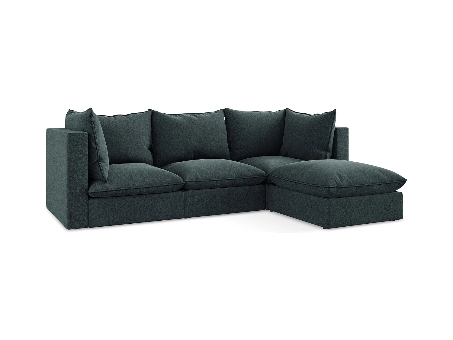 3-Sitzer Modulares Ecksofa - Ecke Rechts - Samt - Marine - MANAO