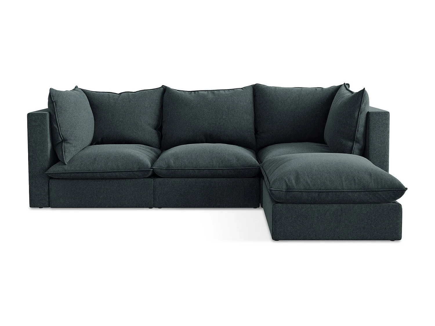 Canapé d'angle 3 places modulaire droit en velours - marin - MANAO